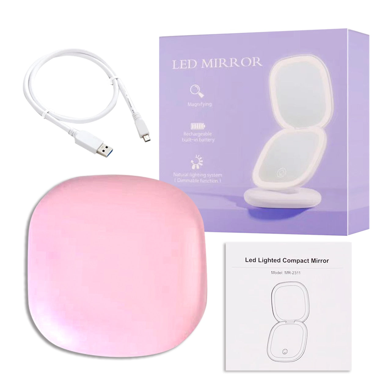 LuminaFold: Double-sided LED Light Vanity Makeup Mirror - Portable and Foldable Beauty Essential