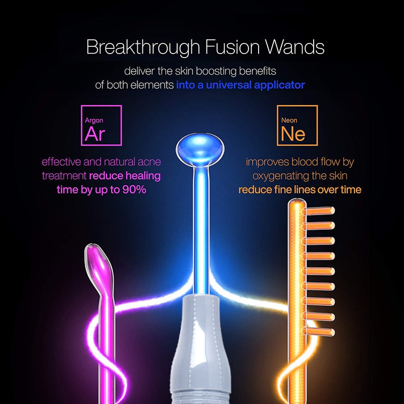 ThermaGlow: High Frequency Clinical Skin Therapy Wands with Fusion Neon + Argon Light Therapy